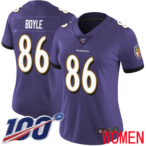 Baltimore Ravens Limited Purple Women Nick Boyle Home Jersey NFL Football 86 100th Season Vapor Untouchable